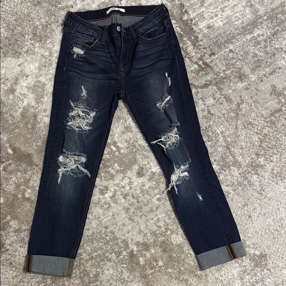 Distressed Dark Blue Women's Jeans